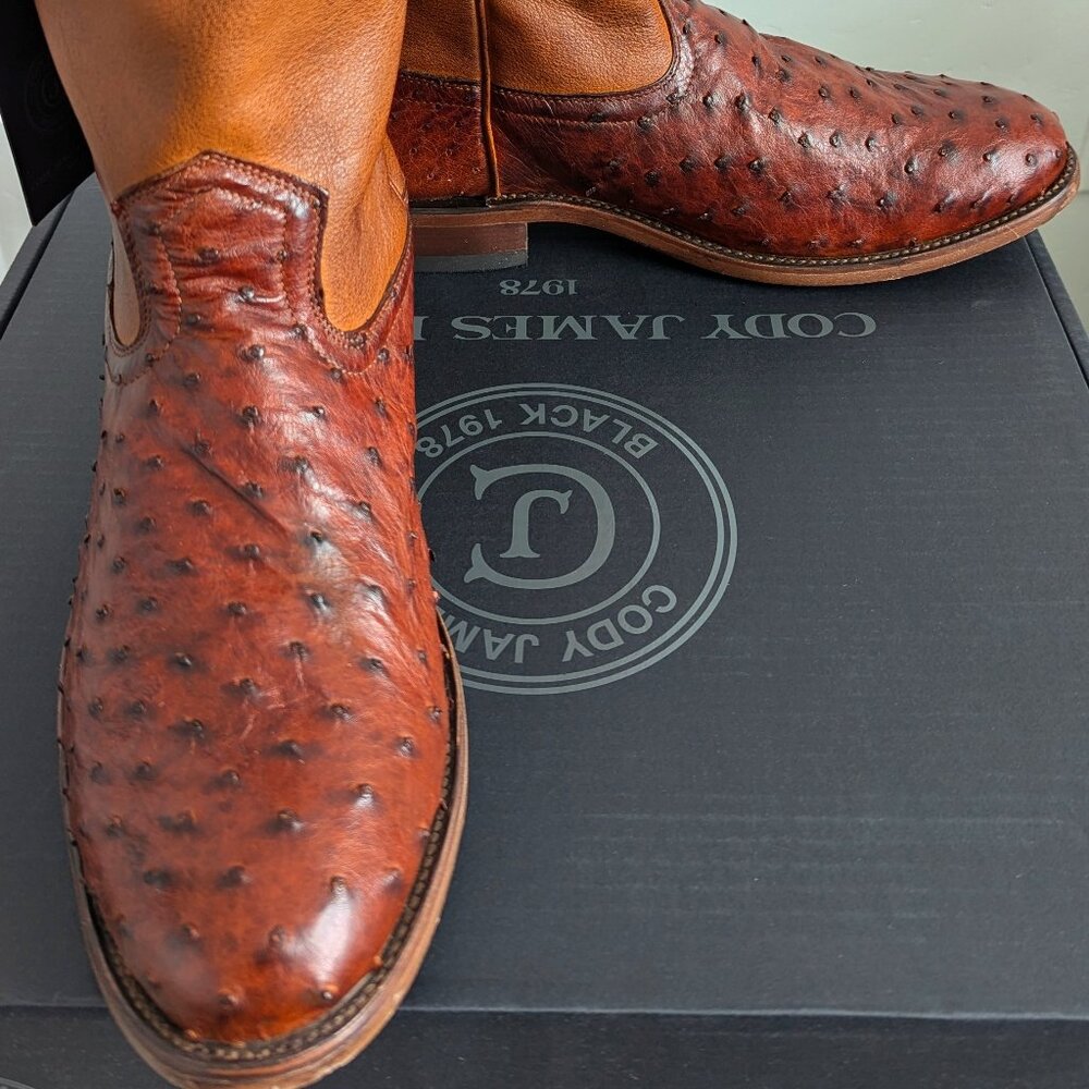 Cody James Black 1978 Men's Carmen Exotic Full-Quill Ostrich Roper Boots